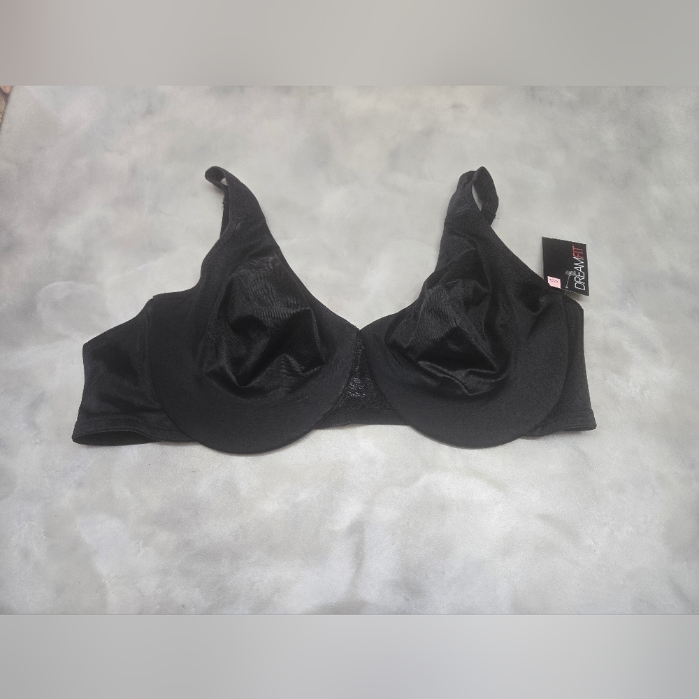 Dream Fit New Black 3 hook Underwire Bra Size 44D